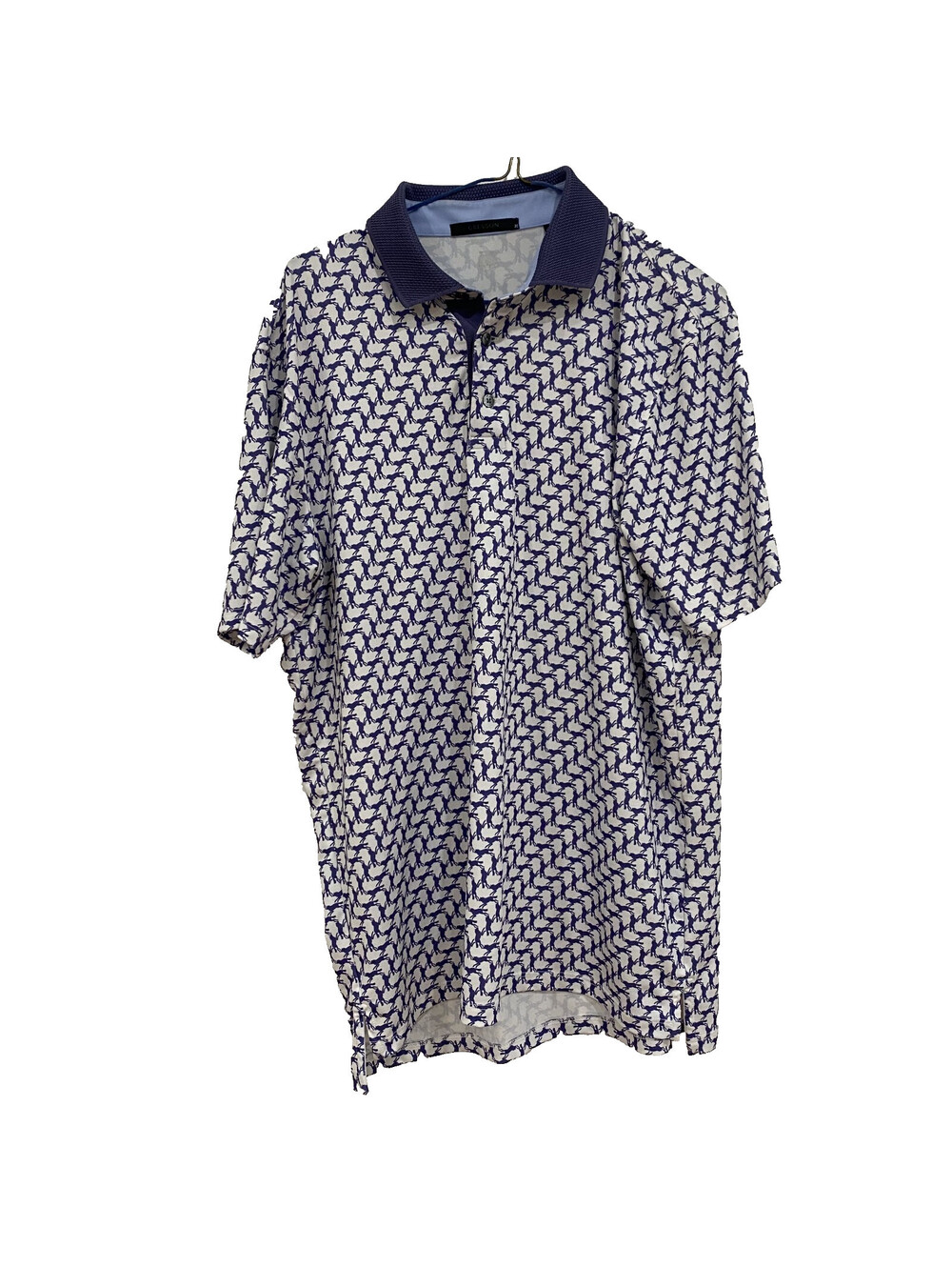 Greyson Men's Size Medium Wolf All Over Animal Print Short Sleeve Polo Shirt